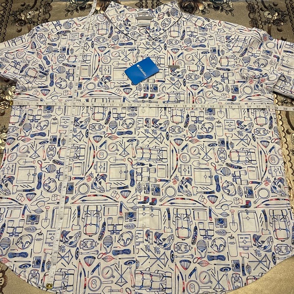 Columbia Men's Rapid Rivers Printed Short Sleeve Size XXL/ M. Mountain Red Camp - Picture 8 of 11